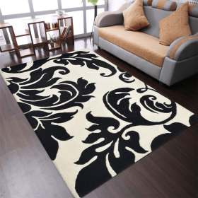 Rugsotic Carpets Hand Tufted Wool Area Rug Floral (Color: Cream Black, size: 4'x6')