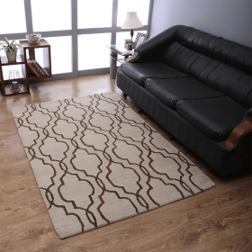 Rugsotic Carpets Hand Tufted Wool Area Rug Geometric (Color: Beige Brown, size: 4'x6')