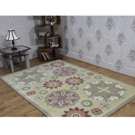 Rugsotic Carpets Hand Tufted Wool Area Rug Floral (Color: Light Green, size: 5'x7'6'')