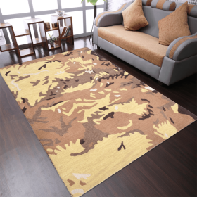 Rugsotic Carpets Hand Tufted Wool Area Rug Abstract (Color: Brown Gold, size: 5'x8')