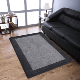 Rugsotic Carpets Hand Tufted Wool Area Rug Contemporary (Color: Charcoal Black, size: 5'x8')