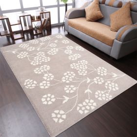 Rugsotic Carpets Hand Tufted Wool Area Rug Floral (Color: Beige White, size: 5'x8')