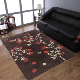 Rugsotic Carpets Hand Tufted Wool Area Rug Floral (Color: Brown5, size: 5'x8')
