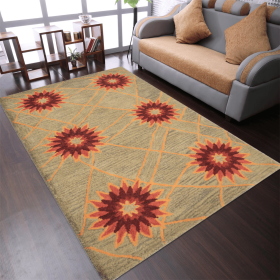 Rugsotic Carpets Hand Tufted Wool Area Rug Floral (Color: Cream2, size: 5'x8')
