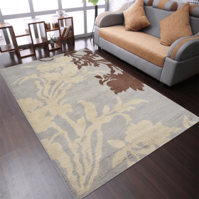 Rugsotic Carpets Hand Tufted Wool Area Rug Floral (Color: Gray White1, size: 5'x8')