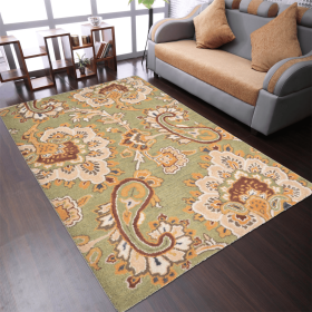 Rugsotic Carpets Hand Tufted Wool Area Rug Floral (Color: green, size: 5'x8')