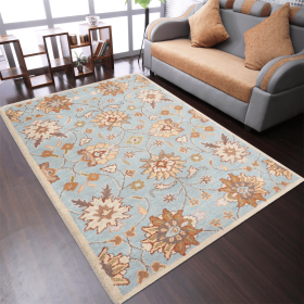 Rugsotic Carpets Hand Tufted Wool Area Rug Floral (Color: Light Blue2, size: 5'x8')