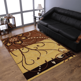 Rugsotic Carpets Hand Tufted Wool Area Rug Floral (Color: Light Brown, size: 5'x8')