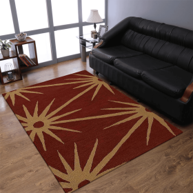 Rugsotic Carpets Hand Tufted Wool Area Rug Floral (Color: Red Gold, size: 5'x8')
