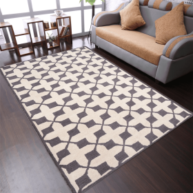 Rugsotic Carpets Hand Tufted Wool Area Rug Geometirc (Color: Beige Black, size: 5'x8')