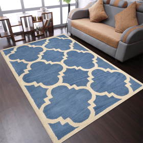 Rugsotic Carpets Hand Tufted Wool Area Rug Geometirc (Color: Blue Beige1, size: 5'x8')