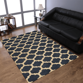 Rugsotic Carpets Hand Tufted Wool Area Rug Geometirc (Color: Blue White, size: 5'x8')