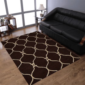 Rugsotic Carpets Hand Tufted Wool Area Rug Geometirc (Color: Brown Beige, size: 5'x8')
