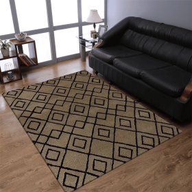 Rugsotic Carpets Hand Tufted Wool Area Rug Geometirc (Color: Cream Brown, size: 5'x8')