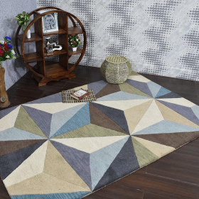 Rugsotic Carpets Hand Tufted Wool Area Rug Geometirc (Color: Multicolor2, size: 5'x8')