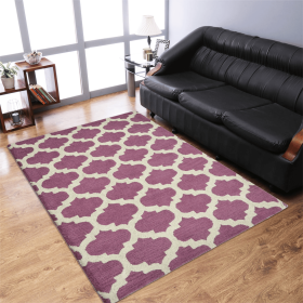 Rugsotic Carpets Hand Tufted Wool Area Rug Geometirc (Color: Purple White, size: 5'x8')