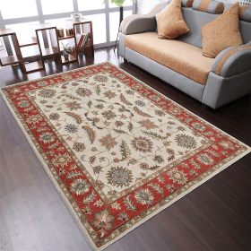 Rugsotic Carpets Hand Tufted Wool Area Rug Oriental (Color: Beige Red, size: 5'x8')