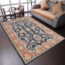 Rugsotic Carpets Hand Tufted Wool Area Rug Oriental (Color: Charcoal Rust, size: 5'x8')