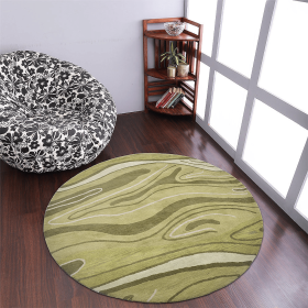 Rugsotic Carpets Hand Tufted Wool Round Area Rug Abstract (Color: green, size: 6'x6')