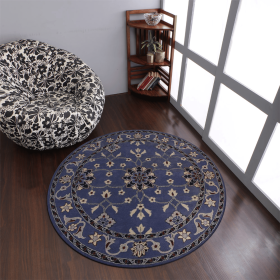 Rugsotic Carpets Hand Tufted Wool Round Area Rug Oriental (Color: Blue, size: 6'x6')