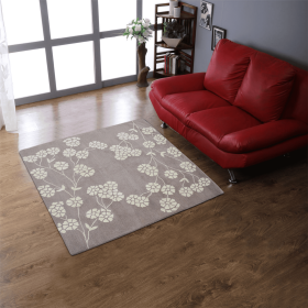 Rugsotic Carpets Hand Tufted Wool Square Area Rug Floral (Color: Beige White, size: 6'x6')
