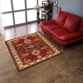 Rugsotic Carpets Hand Tufted Wool Square Area Rug Oriental (Color: Red Beige, size: 6'x6')
