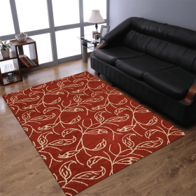 Rugsotic Carpets Hand Tufted Wool Area Rug Floral (Color: Red Beige1, size: 6'x9')