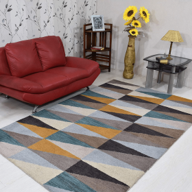 Rugsotic Carpets Hand Tufted Wool Area Rug Geometric (Color: Multicolor1, size: 6'x9')