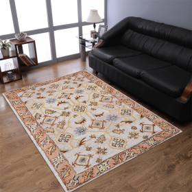 Rugsotic Carpets Hand Tufted Wool Area Rug Oriental (Color: Cream Brown, size: 6'x9')