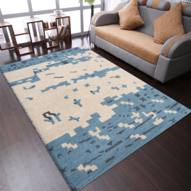 Rugsotic Carpets Hand Tufted Wool Area Rug Abstract (Color: Beige Blue, size: 8'x10')