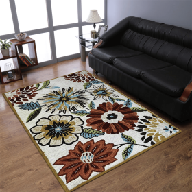 Rugsotic Carpets Hand Tufted Wool Area Rug Floral (Color: Beige, size: 8'x10')