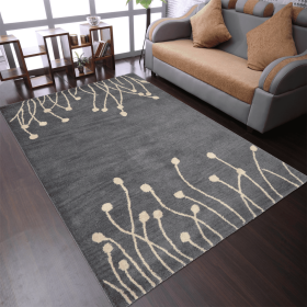 Rugsotic Carpets Hand Tufted Wool Area Rug Floral (Color: Gray White, size: 8'x10')