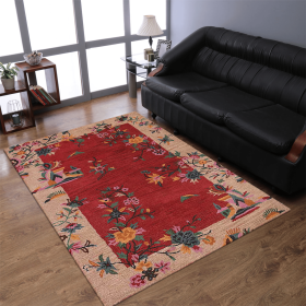 Rugsotic Carpets Hand Tufted Wool Area Rug Floral (Color: Red Camel, size: 8'x10')
