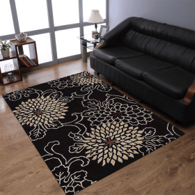 Rugsotic Carpets Hand Tufted Wool Area Rug Oriental (Color: Black, size: 8'x10')