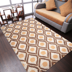 Rugsotic Carpets Hand Tufted Wool Area Rug Geometric (Color: Beige Brown1, size: 8'x11')
