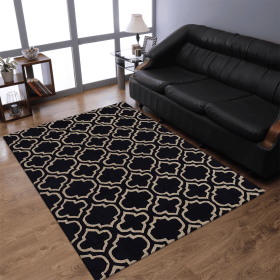 Rugsotic Carpets Hand Tufted Wool Area Rug Geometric (Color: Black White, size: 8'x11')