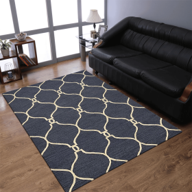 Rugsotic Carpets Hand Tufted Wool Area Rug Geometric (Color: Blue Beige2, size: 8'x11')