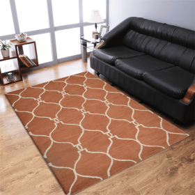 Rugsotic Carpets Hand Tufted Wool Area Rug Geometric (Color: Red Beige, size: 8'x11')