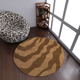 Rugsotic Carpets Hand Tufted Wool Round Area Rug Abstract (Color: Beige Brown, size: 8'x8')