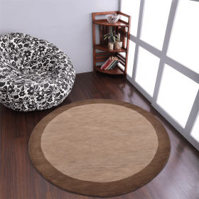 Rugsotic Carpets Hand Tufted Wool Round Area Rug Contemporary (Color: Beige Brown, size: 8'x8')