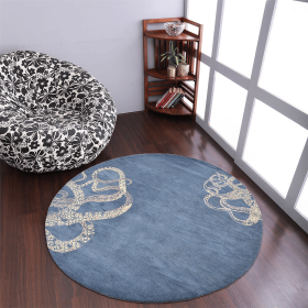 Rugsotic Carpets Hand Tufted Wool Round Area Rug Contemporary (Color: Blue Beige, size: 8'x8')