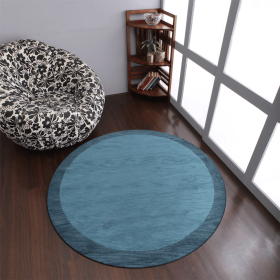 Rugsotic Carpets Hand Tufted Wool Round Area Rug Contemporary (Color: Blue, size: 8'x8')