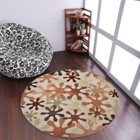 Rugsotic Carpets Hand Tufted Wool Round Area Rug Contemporary (Color: Cream, size: 8'x8')