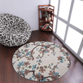 Rugsotic Carpets Hand Tufted Wool Round Area Rug Floral (Color: Beige1, size: 8'x8')