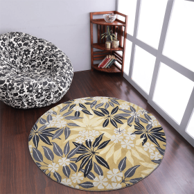 Rugsotic Carpets Hand Tufted Wool Round Area Rug Floral (Color: Gold, size: 8'x8')