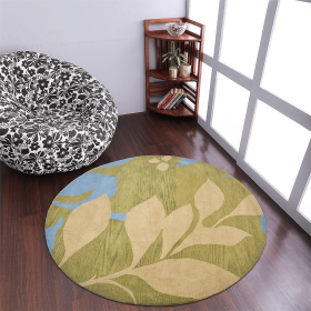 Rugsotic Carpets Hand Tufted Wool Round Area Rug Floral (Color: Green1, size: 8'x8')