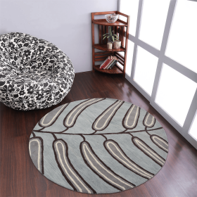 Rugsotic Carpets Hand Tufted Wool Round Area Rug Floral (Color: Light Blue3, size: 8'x8')