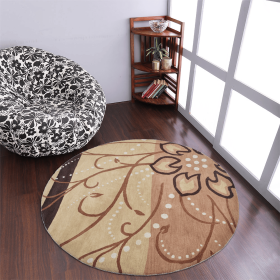 Rugsotic Carpets Hand Tufted Wool Round Area Rug Floral (Color: Light Brown, size: 8'x8')