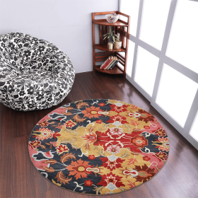 Rugsotic Carpets Hand Tufted Wool Round Area Rug Floral (Color: Multicolor1, size: 8'x8')