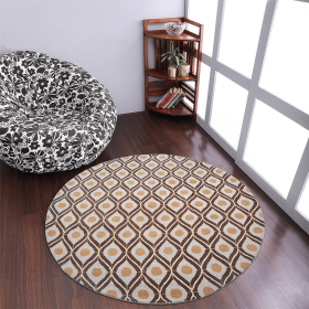 Rugsotic Carpets Hand Tufted Wool Round Area Rug Geometric (Color: Beige Brown, size: 8'x8')